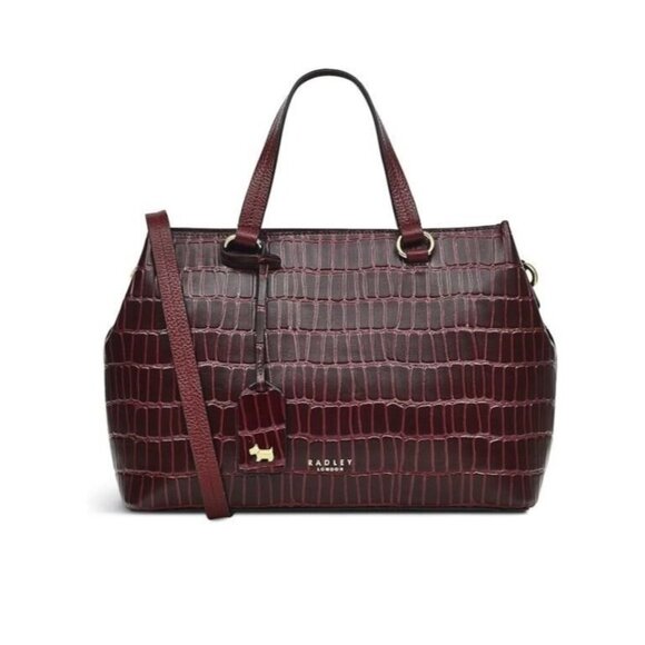 RADLEY LONDON Eltham Mews croc embossed leather crossbody satchel in Oxblood NWO - Picture 1 of 4